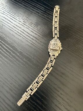 Pieve Nicol Marcasite Embellished Watch Marcasite/Silvertone 6" Band